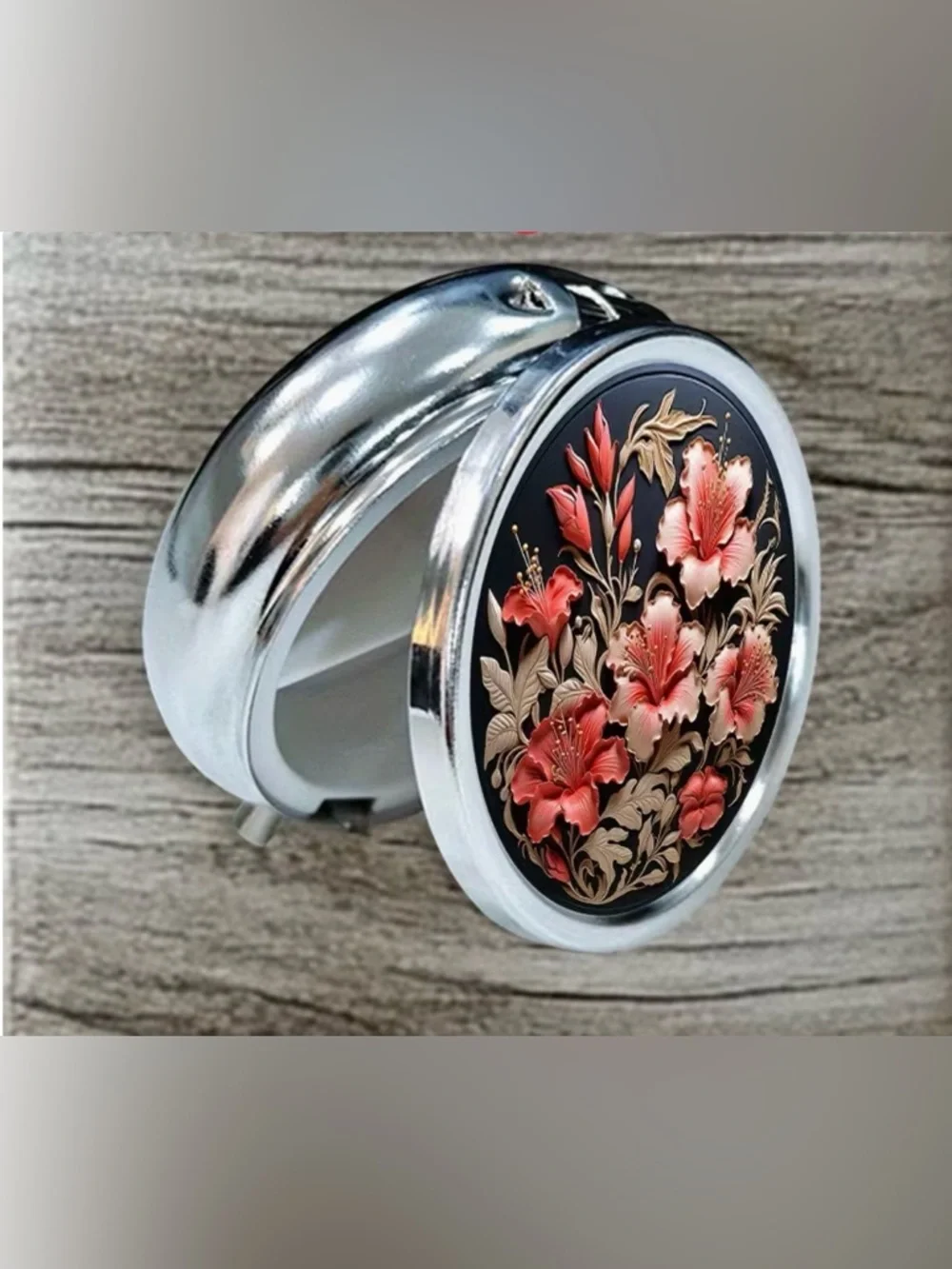 Floral Nature Inspired Pill Organizer 3-Compartment Compact Pill Case New - Picture 2 of 6
